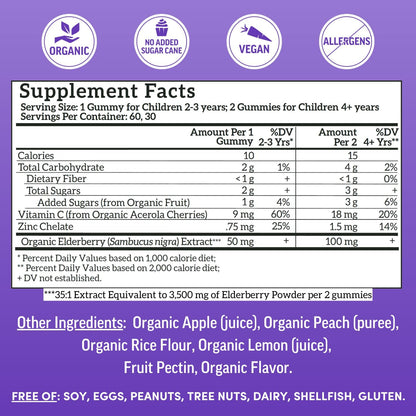 Llama Naturals Elderberry Gummies for Kids, Vegan, Organic Immune Support Supplement with Vitamin C and Zinc, Toddler Real Fruit Gummy Vitamins for Immunity - Maple Wellness Supplements