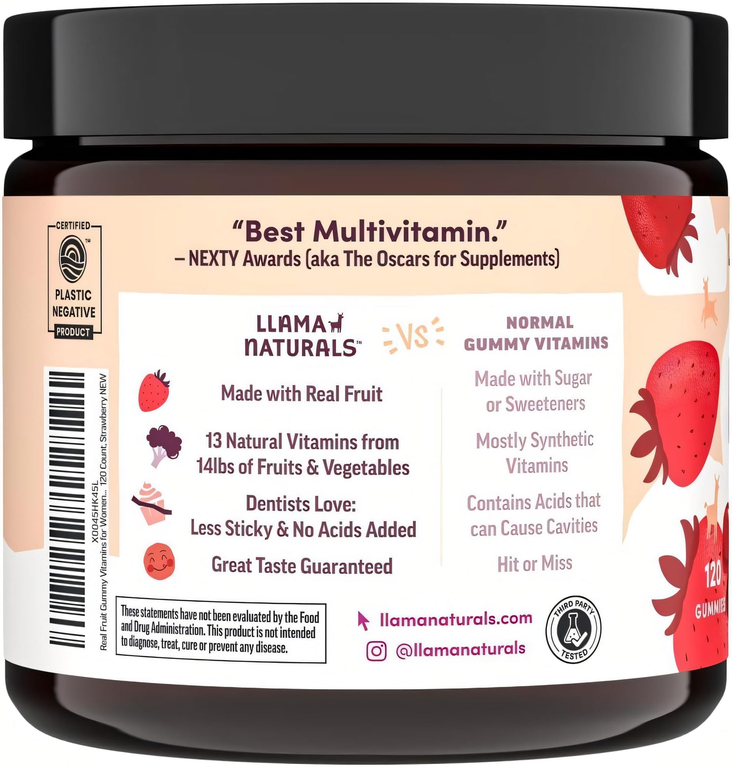 Llama Naturals Multivitamin for Women, Vegan, Organic Gummies with Vitamin D, C and K, Women's Real Fruit Gummy Vitamins - Maple Wellness Supplements