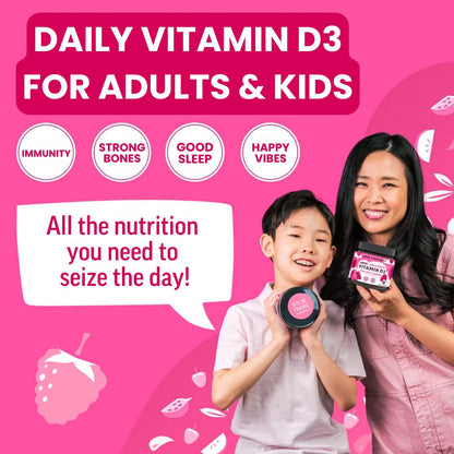 Llama Naturals Vitamin D3, Vegan, Organic Immune Support Supplement, Vitamin D Gummies for Adults and Kids, Real Fruit Gummy Vitamins, Promotes Bone Health - Maple Wellness Supplements