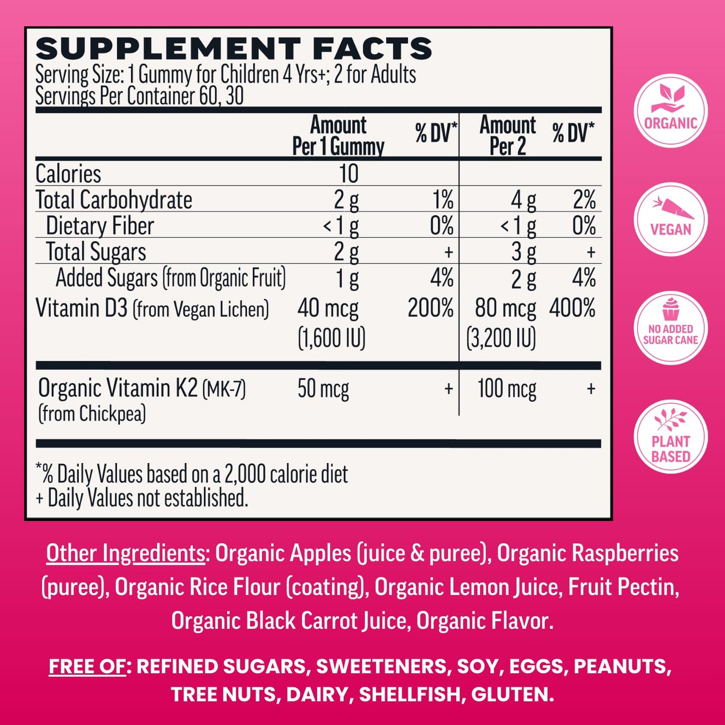 Llama Naturals Vitamin D3, Vegan, Organic Immune Support Supplement, Vitamin D Gummies for Adults and Kids, Real Fruit Gummy Vitamins, Promotes Bone Health - Maple Wellness Supplements