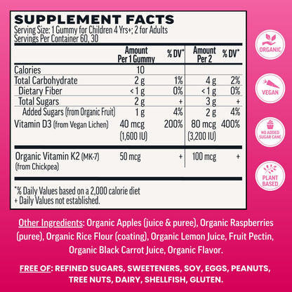 Llama Naturals Vitamin D3, Vegan, Organic Immune Support Supplement, Vitamin D Gummies for Adults and Kids, Real Fruit Gummy Vitamins, Promotes Bone Health - Maple Wellness Supplements