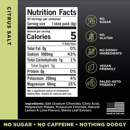 LMNT Zero Sugar Electrolytes - Citrus Salt | Drink Mix | 30-Count - Maple Wellness Supplements