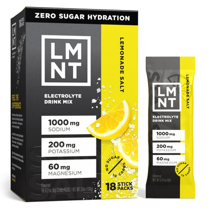 LMNT Zero Sugar Electrolytes - Lemonade | Drink Mix | 18-Count - Maple Wellness Supplements