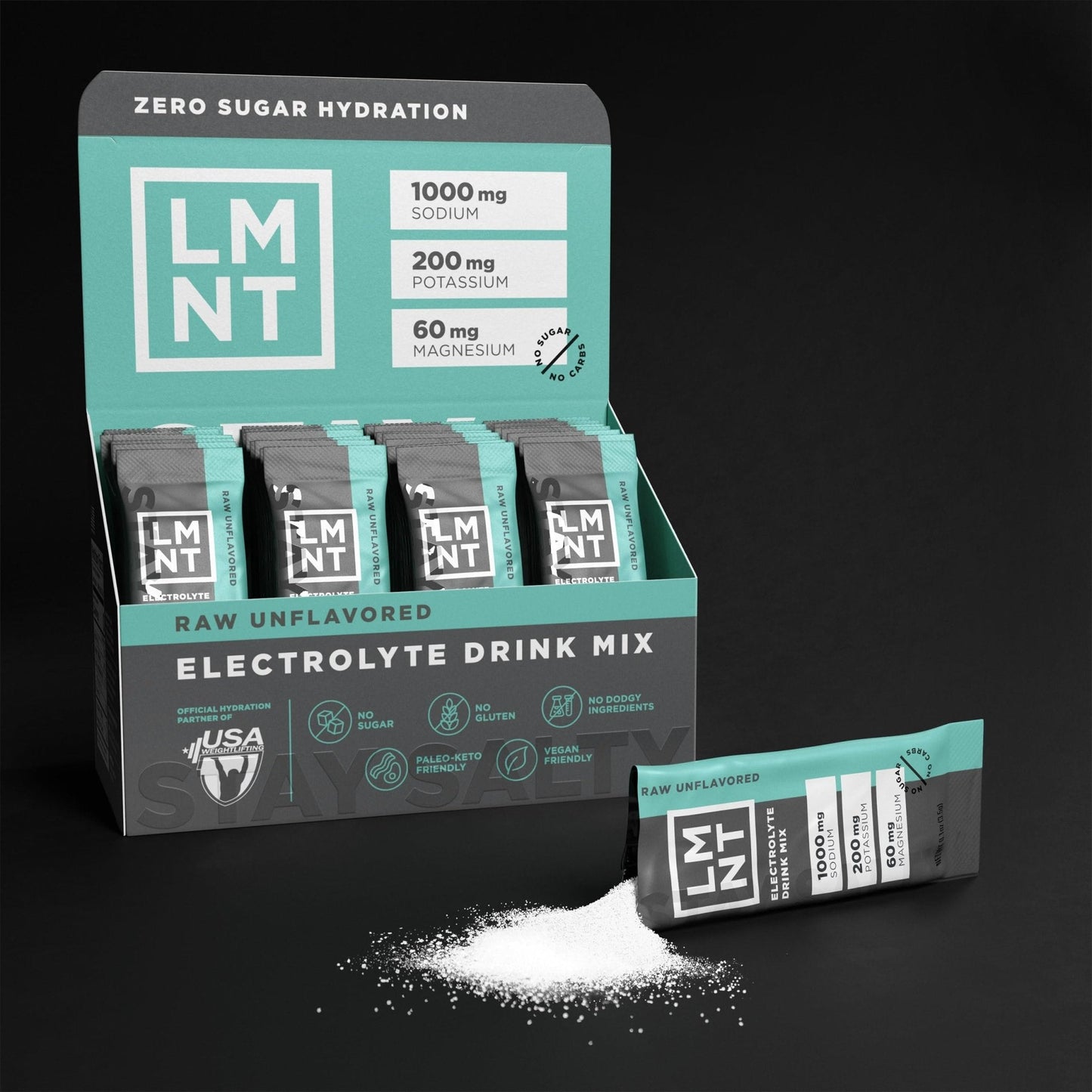 LMNT Zero Sugar Electrolytes - Raw Unflavored Salt | Drink Mix | 30-Count - Maple Wellness Supplements