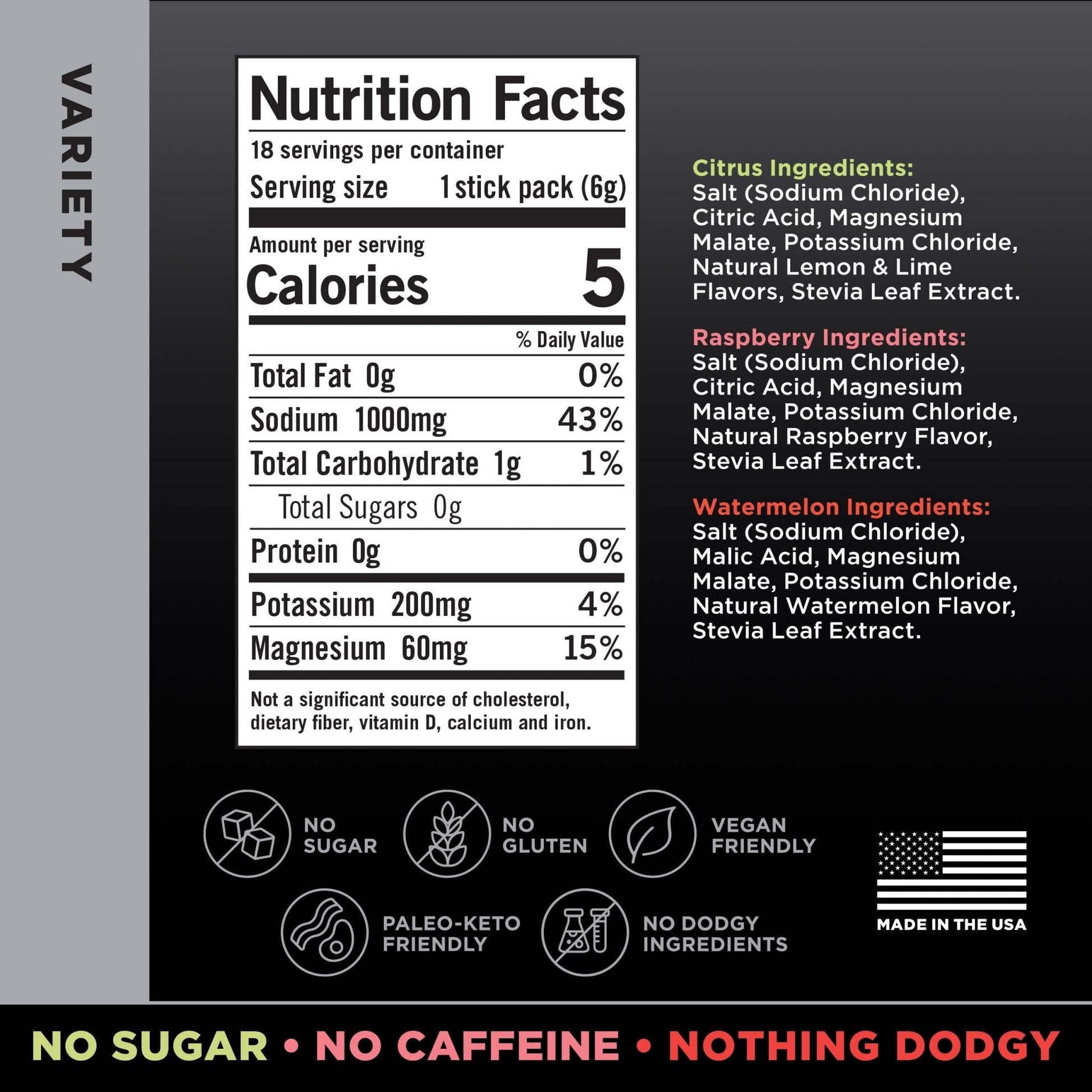 LMNT Zero Sugar Electrolytes - Variety Pack Bundle | Drink Mix | 18-Count - Maple Wellness Supplements