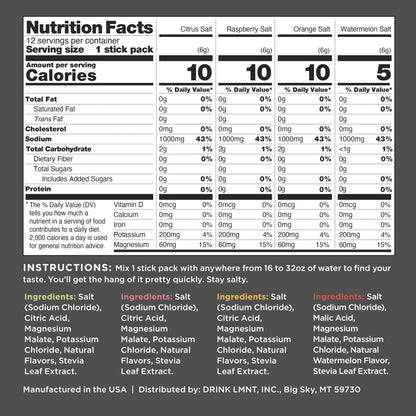 LMNT Zero Sugar Electrolytes - Variety Pack | Drink Mix | 12-Count - Maple Wellness Supplements
