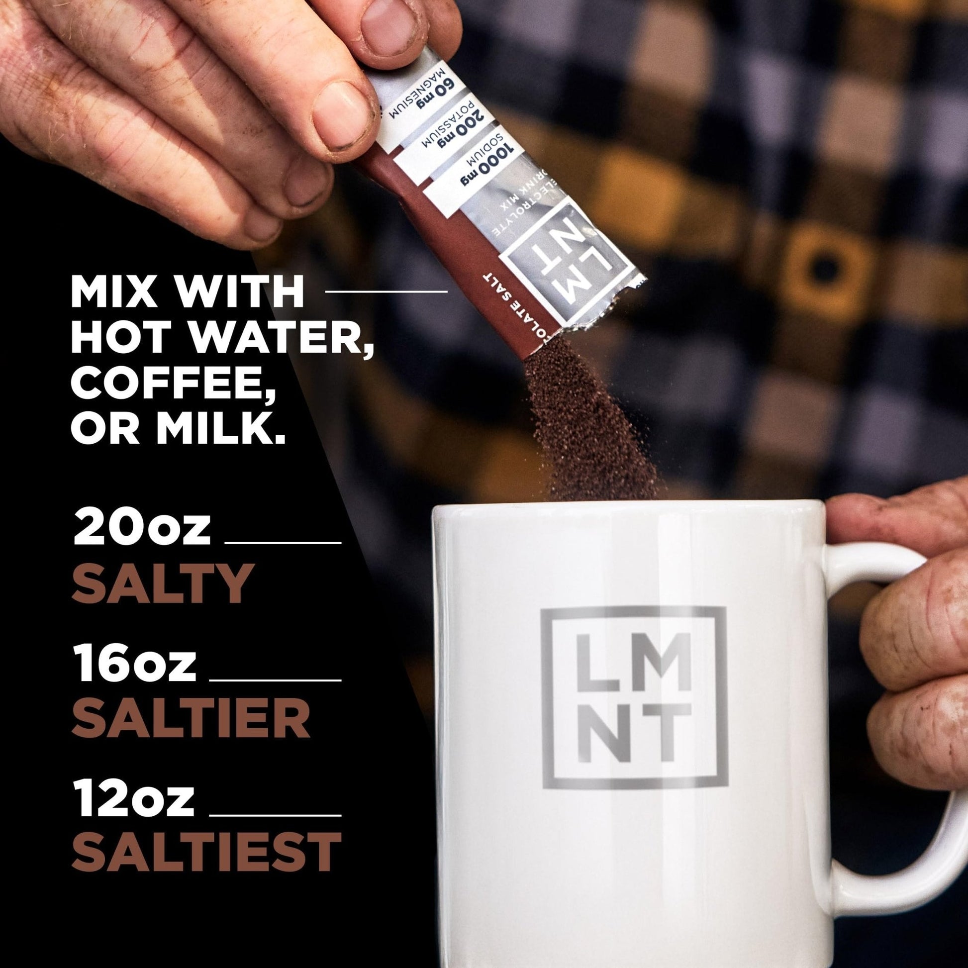 LMNT Zero Sugar Hot Chocolate or Coffee Mixer - Chocolate Salt | Drink Mix | 30-Count - Maple Wellness Supplements