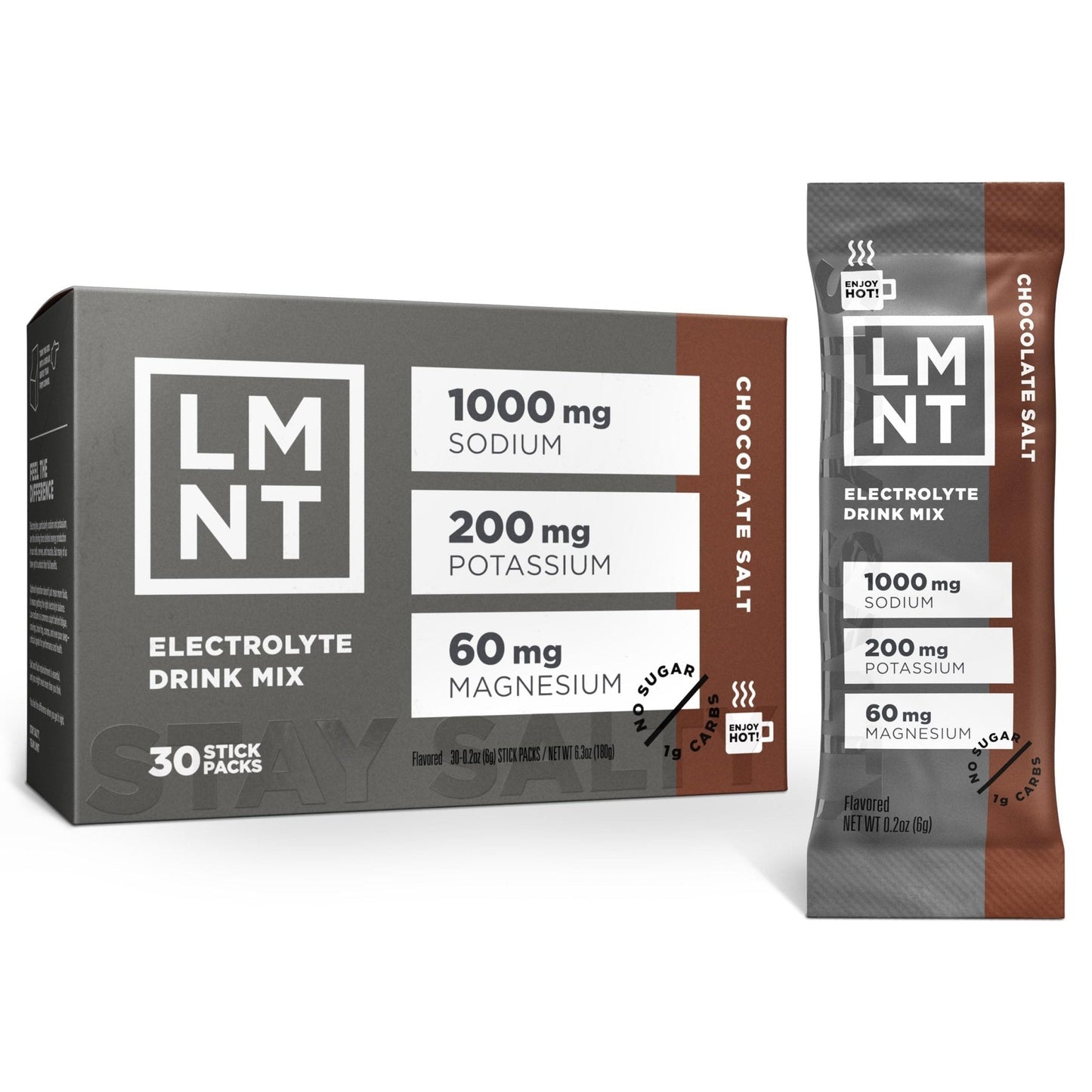 LMNT Zero Sugar Hot Chocolate or Coffee Mixer - Chocolate Salt | Drink Mix | 30-Count - Maple Wellness Supplements
