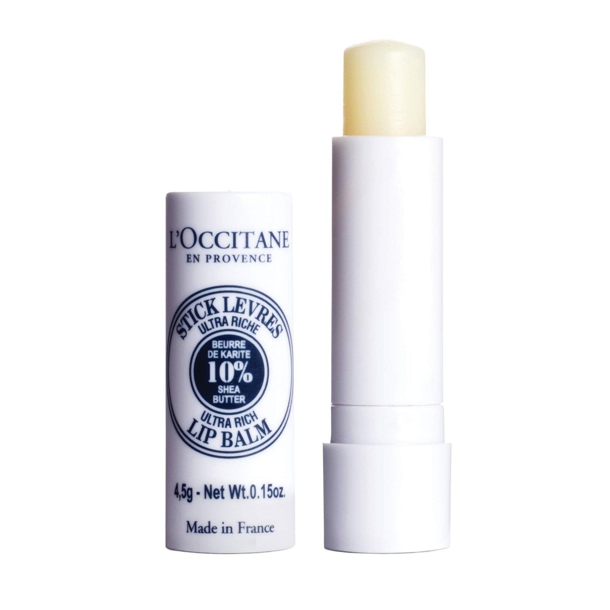 L'OCCITANE 10% Organic Shea Butter Ultra Rich Lip Balm Stick, Moisturizes, Nourishes, Repairs & Softens Dry, Chapped Lips, Long Lasting, Vegan - Maple Wellness Supplements