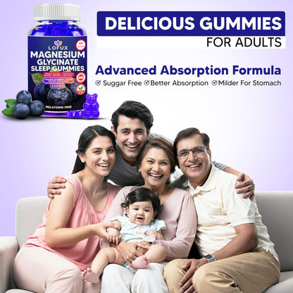 Lofux Magnesium Glycinate Gummies 400mg, Sugar Free Magnesium Gummies for Adults Women, Men, Chewable Supplement Gummy with L-Threonate, Vitamin D, B6, CoQ10 - Maple Wellness Supplements
