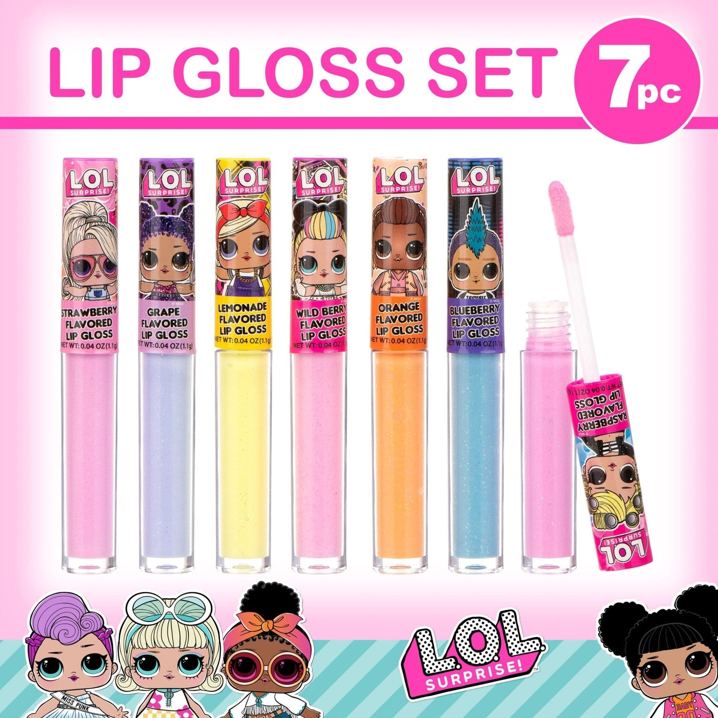 L.O.L Surprise 7-Pack Lip Gloss for Girls, Lol Lip Gloss - Maple Wellness Supplements