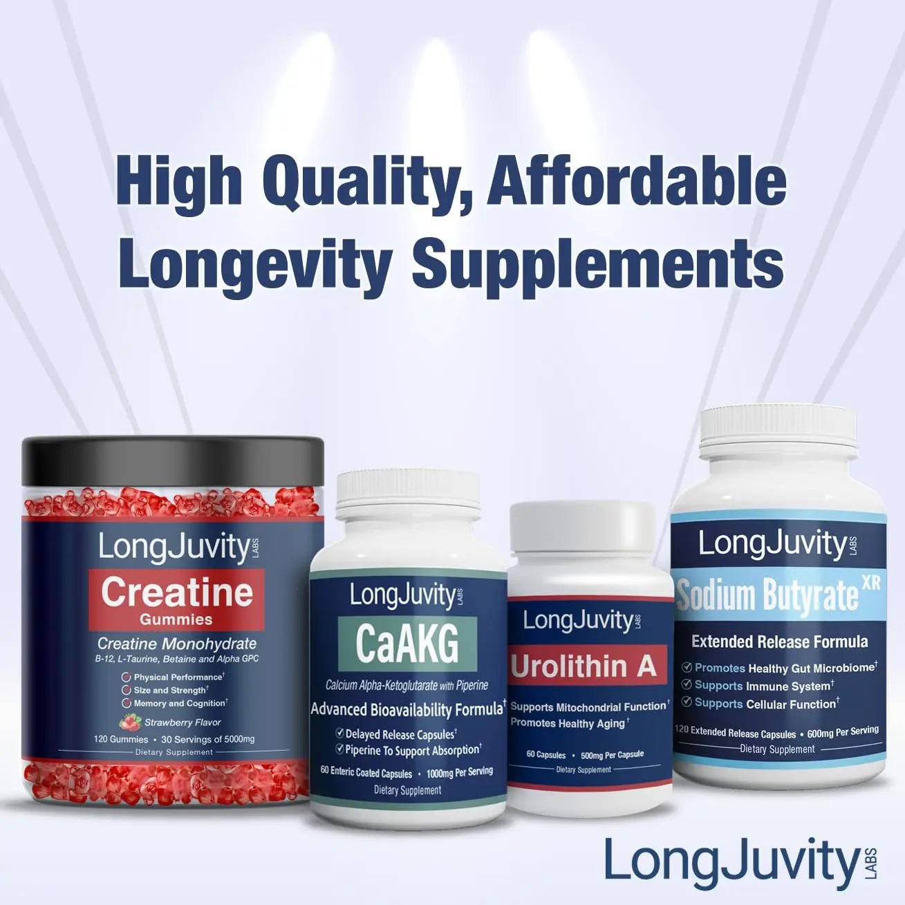 LongJuvity Sodium Butyrate Supplement (300mg) - Optimal Gut Health for Men & Women - Digestion Support & Leaky Gut Repair - Postbiotic Short Chain Fatty Acid, Lab Tested (120 Extended Release Caps) - Maple Wellness Supplements