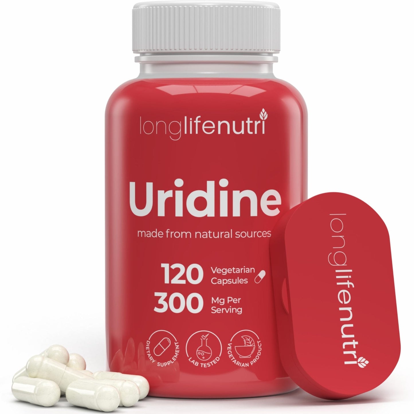 LongLifeNutri Uridine Monophosphate 300mg – Choline Precursor & Synaptic Function, Nootropic for Focus & Mental Performance, 120 Vegetarian Capsules, 4-Month Supply, GMP Certified, Made in USA - Maple Wellness Supplements