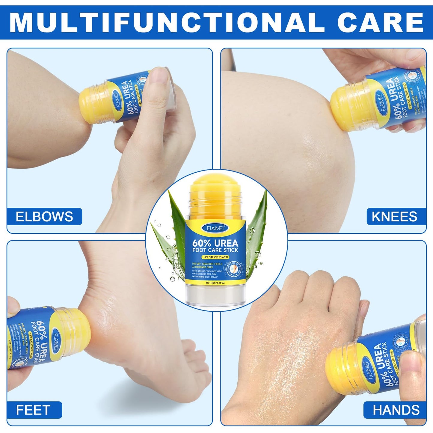 Loobexery 2 Pcs 60% Urea with 2% Salicylic Acid Foot Care Stick, Urea Foot Cream for Cracked Feet, Repairs Dry Rough Heels Fast, Foot Lotion Moisturizer for Dead Skin, Hydrating Heel Balm - Maple Wellness Supplements