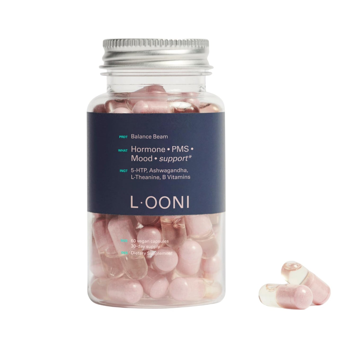 LOONI PMS Relief Balance Beam Supplement for Women – Hormone Balance for Menopause, B12, Omega-6, Zinc & Nootropics – Supports Mood Swings, Cramps, Cravings – 60 Vegan Capsules - Maple Wellness Supplements