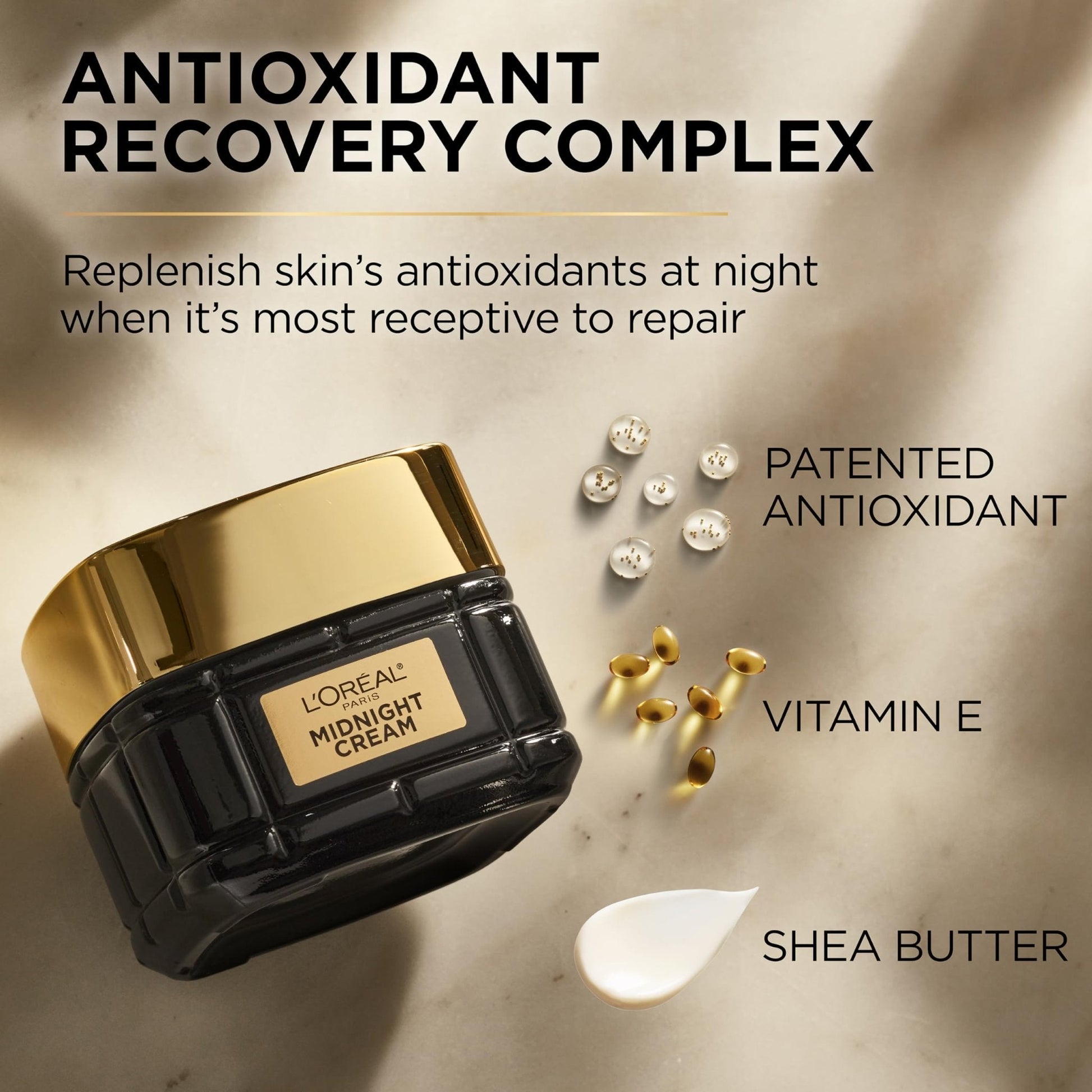 L'Oreal Paris Age Perfect Anti-Aging Midnight Cream, Face Moisturizer to Reduce Wrinkles and Firm Skin, 1.7oz + Serum Sample - Maple Wellness Supplements