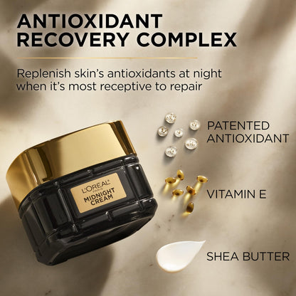 L'Oreal Paris Age Perfect Anti-Aging Midnight Cream, Face Moisturizer to Reduce Wrinkles and Firm Skin, 1.7oz + Serum Sample - Maple Wellness Supplements