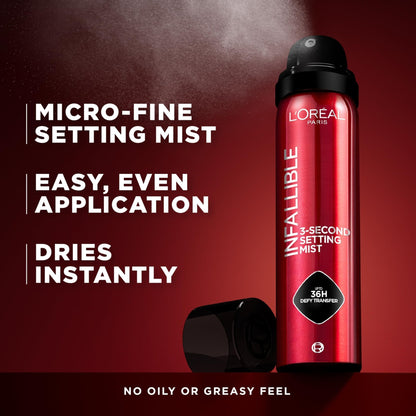 L'Oreal Paris Infallible 3-Second Setting Spray Mist, Microfine Mist for up to 36HR Wear - Maple Wellness Supplements