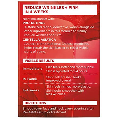 L'Oreal Paris Revitalift Anti-Wrinkle and Firming Face Night Cream, Pro Retinol 1.7 oz - Maple Wellness Supplements