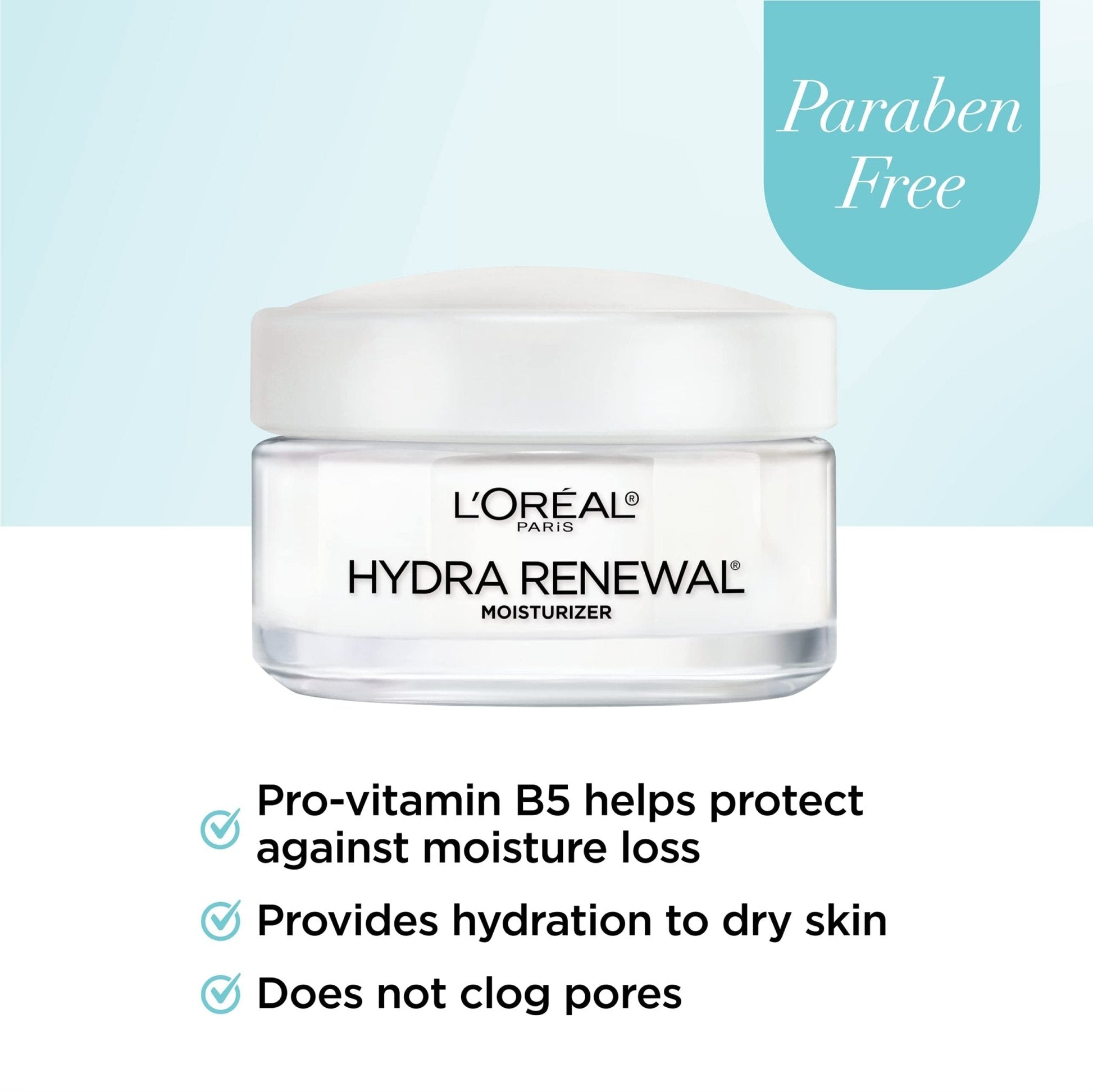 L'Oreal Paris Skincare Hydra-Renewal Face Moisturizer with Pro-Vitamin B5 for Dry Sensitive Skin, All-Day Hydration, 1.7 Oz - Maple Wellness Supplements