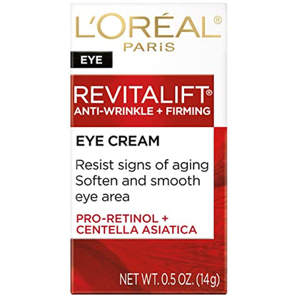 L'Oreal Paris Skincare Revitalift Anti-Wrinkle and Firming Eye Cream with Pro Retinol, Treatment to Reduce Dark Circles, Fragrance Free, 0.5 oz. - Maple Wellness Supplements