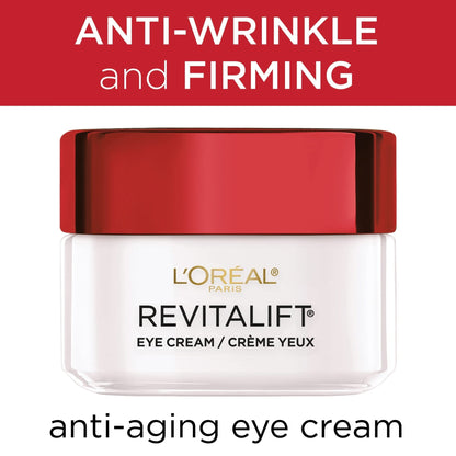 L'Oreal Paris Skincare Revitalift Anti-Wrinkle and Firming Eye Cream with Pro Retinol, Treatment to Reduce Dark Circles, Fragrance Free, 0.5 oz. - Maple Wellness Supplements