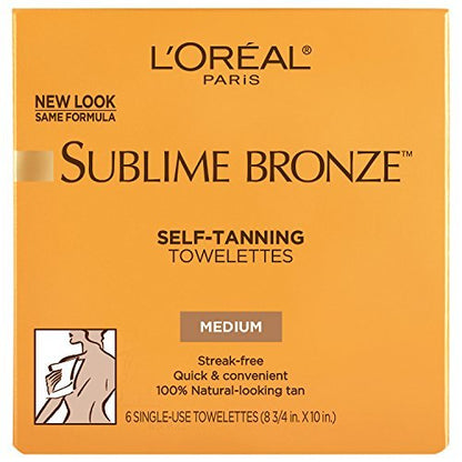L'Oreal Paris Sublime Bronze Self Tanning Towelettes, Streak-Free, Natural Looking Tan, 6 ct - Maple Wellness Supplements