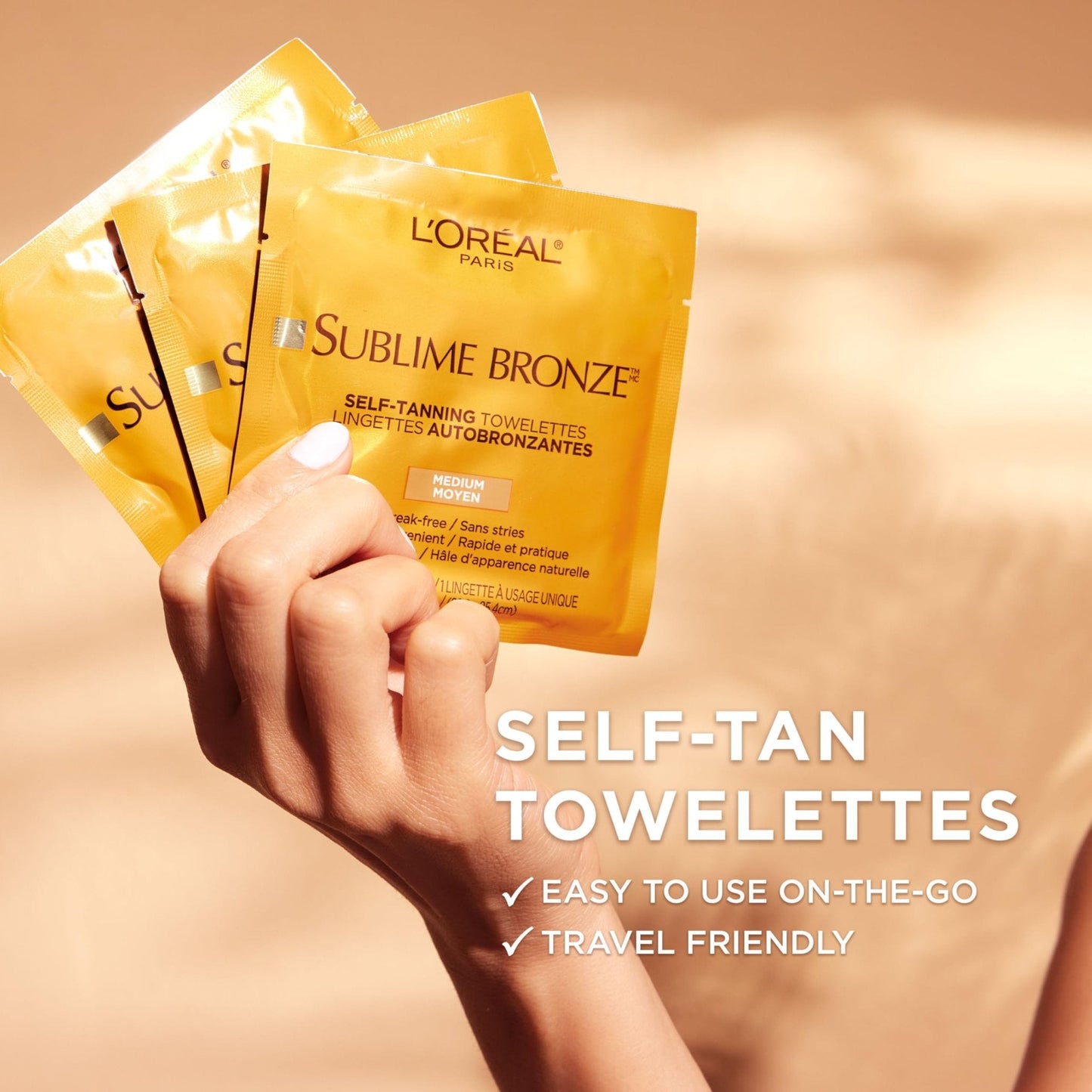 L'Oreal Paris Sublime Bronze Self Tanning Towelettes, Streak-Free, Natural Looking Tan, 6 ct - Maple Wellness Supplements