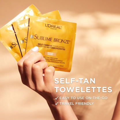 L'Oreal Paris Sublime Bronze Self Tanning Towelettes, Streak-Free, Natural Looking Tan, 6 ct - Maple Wellness Supplements