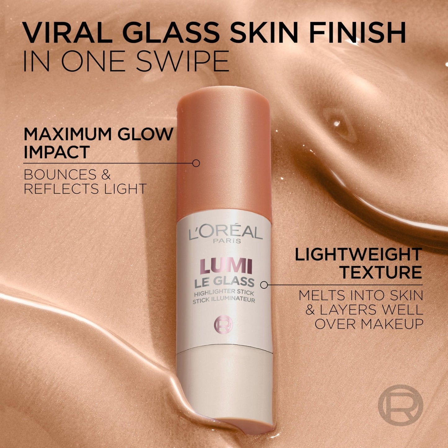 L'Oreal Paris True Match Lumi Le Glass Highlighter Stick, Reflective, Translucent, Glassy Highlighter for Face and Body, 620 Pink Ballet, 0.17 Oz - Maple Wellness Supplements