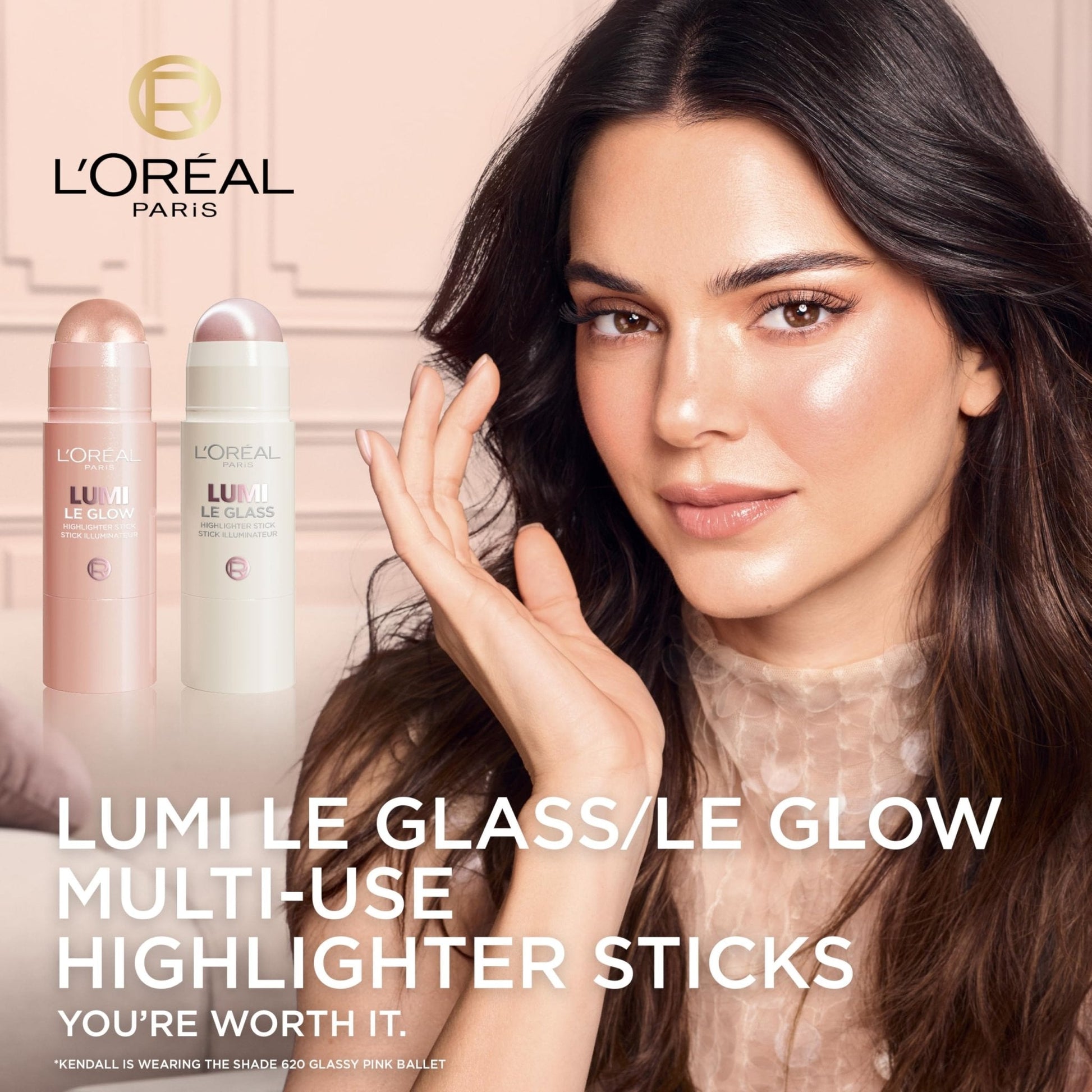 L'Oreal Paris True Match Lumi Le Glass Highlighter Stick, Reflective, Translucent, Glassy Highlighter for Face and Body, 620 Pink Ballet, 0.17 Oz - Maple Wellness Supplements