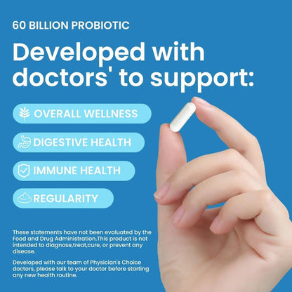 LOUDSAY Probiotics 60 Billion CFU - 10 Strains - Immune, Digestive & Gut Health - Supports Occasional Constipation, Diarrhea, Gas & Bloating - for Women & Men - 60 ct - Maple Wellness Supplements