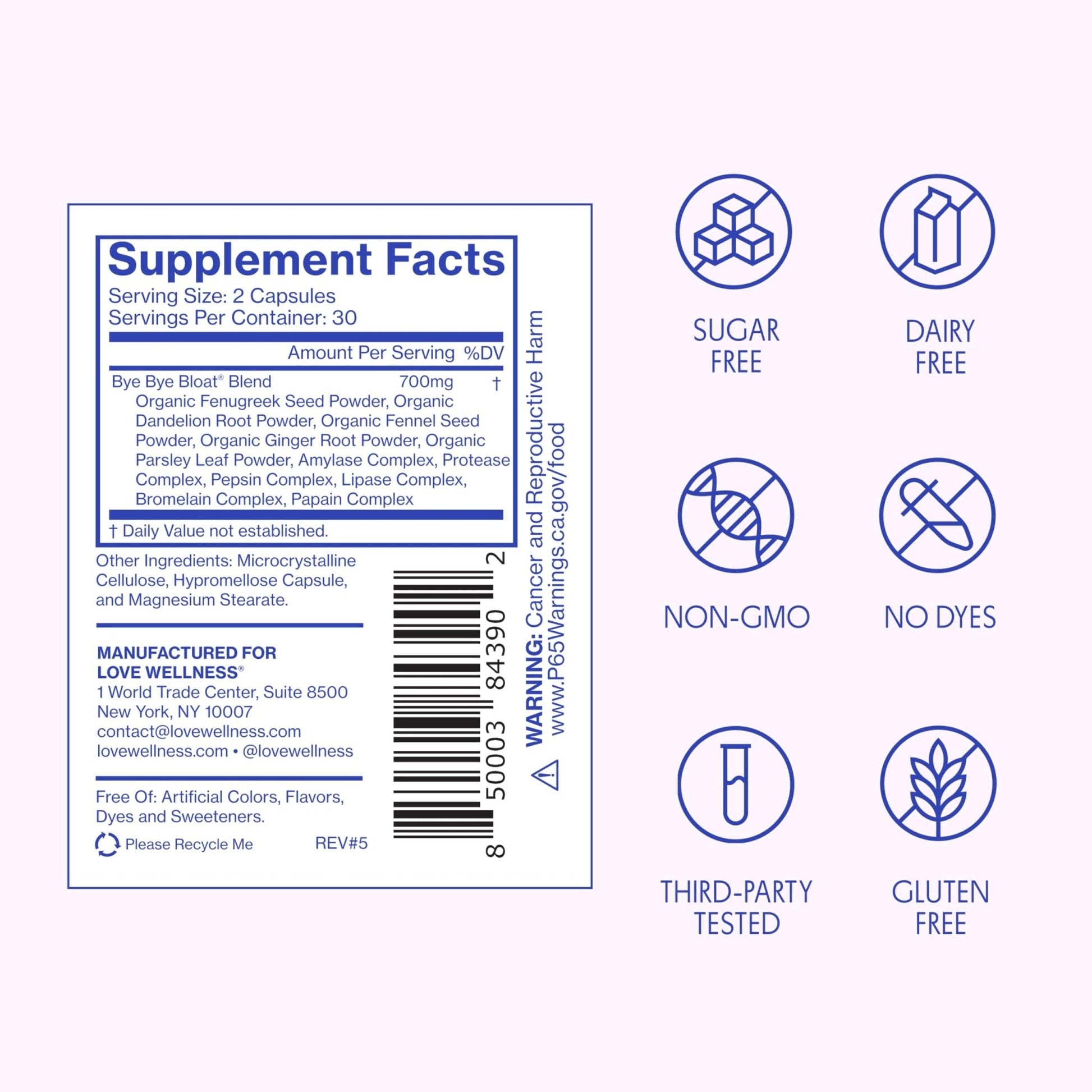 Love Wellness Bye Bye Bloat | Digestive Enzymes for Fast Acting Bloating Relief for Women | Helps Reduce Water Retention & Gas Relief | Supports Digestive Health - Maple Wellness Supplements