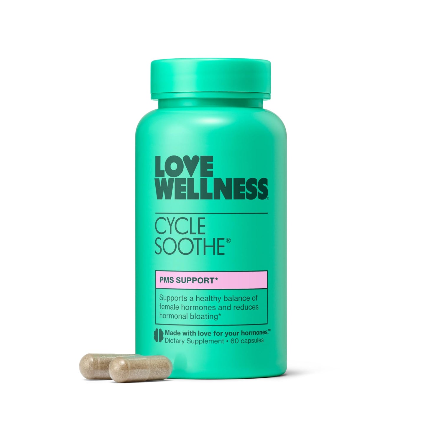 Love Wellness Cycle Soothe Supplement | Promotes a Happy Mood | Helps with PMS Hormones, Stress Relief, & Improves Mood | 60 Capsules - Maple Wellness Supplements