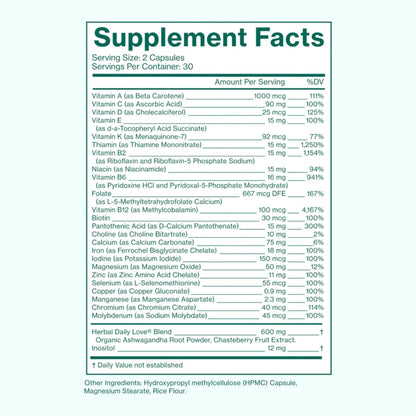 Love Wellness Daily Love Multivitamin for Women | Supports Energy, Cortisol, Immune Health, Stress Relief, & PMS | Complete with Vitamin D, C, Iron, Calcium, Zinc, & Biotin, Magnesium | 60 Count - Maple Wellness Supplements