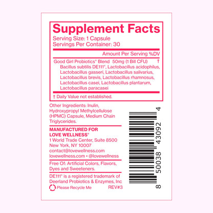 Love Wellness Good Girl Probiotics and Healthy V Vitamin | Womens Wellness Duo | Womens Probiotics Supplements for pH Balance and Vaginal Health - Maple Wellness Supplements