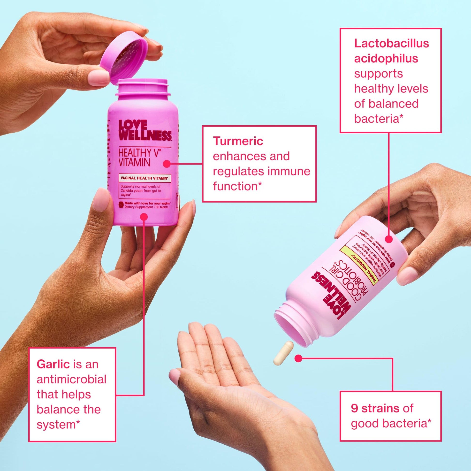 Love Wellness Good Girl Probiotics and Healthy V Vitamin | Womens Wellness Duo | Womens Probiotics Supplements for pH Balance and Vaginal Health - Maple Wellness Supplements
