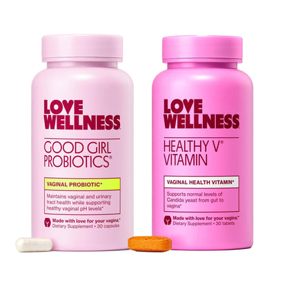 Love Wellness Good Girl Probiotics and Healthy V Vitamin | Womens Wellness Duo | Womens Probiotics Supplements for pH Balance and Vaginal Health - Maple Wellness Supplements