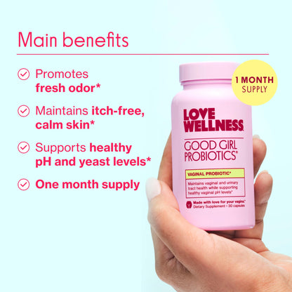 Love Wellness Good Girl Probiotics and Healthy V Vitamin | Womens Wellness Duo | Womens Probiotics Supplements for pH Balance and Vaginal Health - Maple Wellness Supplements