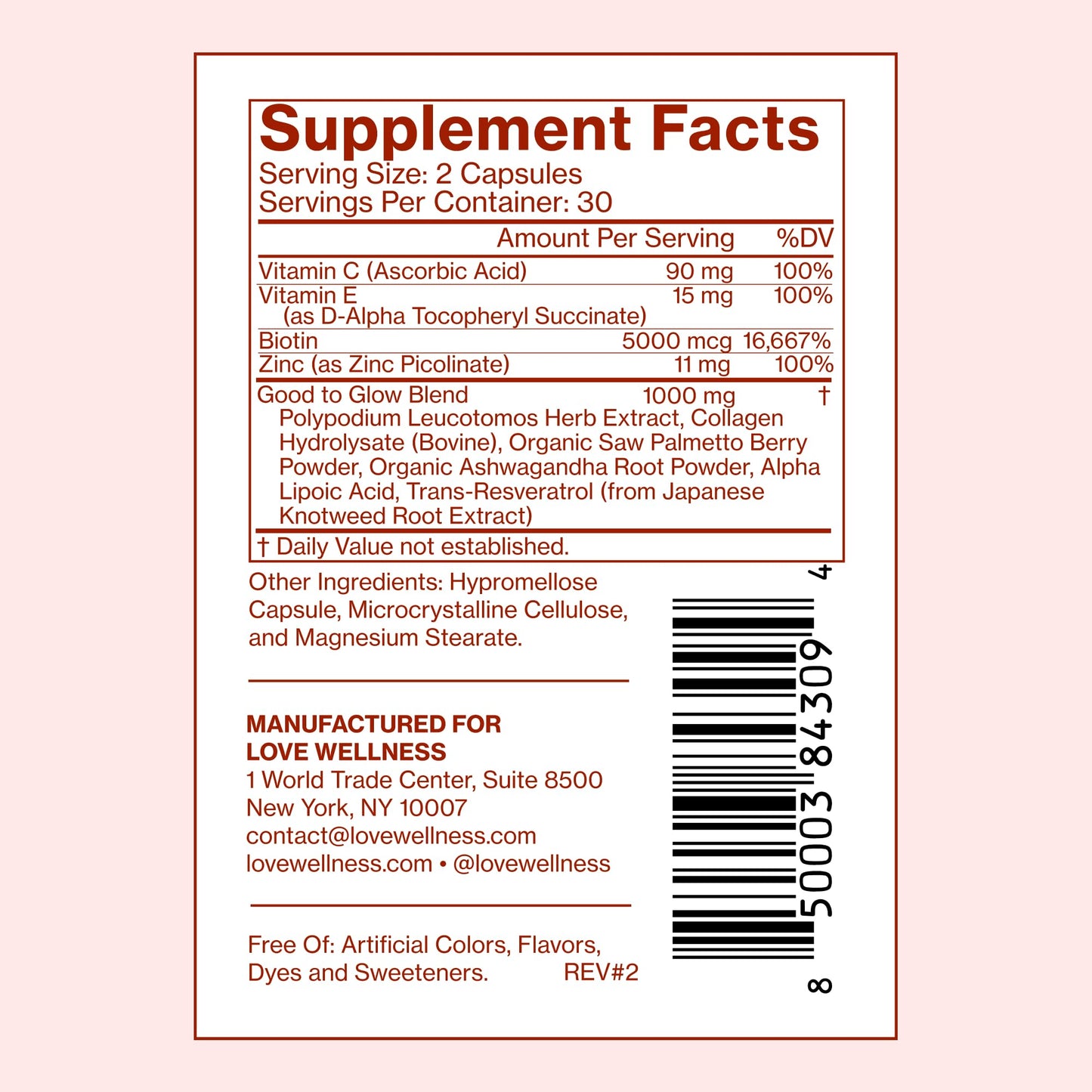 Love Wellness Good to Glow | Collagen Supplement with Biotin, Vitamin C, E, Ashwagandha & Zinc | Promotes Smooth, Glowing & Clear Skin | Enhances Smoothness & Promotes Healthy Skin | 60 Count - Maple Wellness Supplements