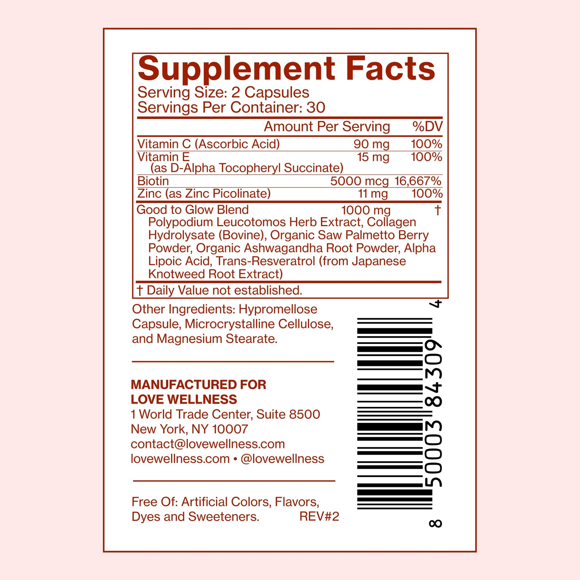 Love Wellness Good to Glow | Collagen Supplement with Biotin, Vitamin C, E, Ashwagandha & Zinc | Promotes Smooth, Glowing & Clear Skin | Enhances Smoothness & Promotes Healthy Skin | 60 Count - Maple Wellness Supplements