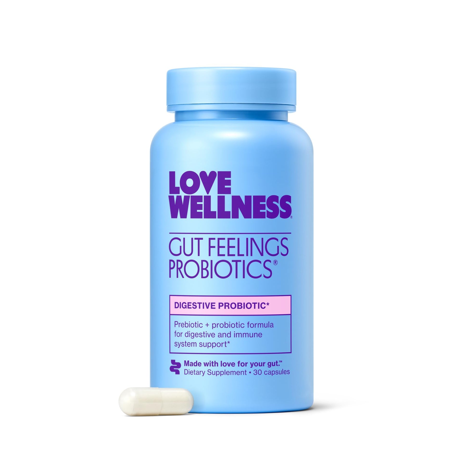 Love Wellness Gut Feelings Probiotic | Gut Health for Women, Digestion Relief & Immune Support Supplement | Womens Probiotic for Gas Relief | 3 Billion CFU | Safe Prebiotic and Postbiotic | 30 Count - Maple Wellness Supplements
