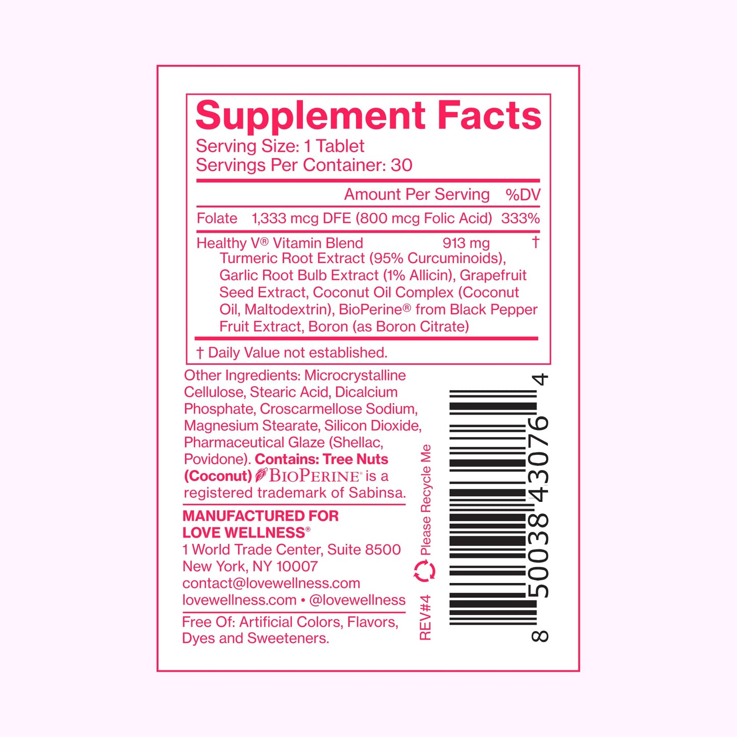 Love Wellness Healthy V Vitamin | Women's Vaginal Health Supplement | pH Balance, Gut Health & Immune Support Supplement | Balance of Candida Yeast with Turmeric, Garlic & Coconut Oil | 30 Count - Maple Wellness Supplements