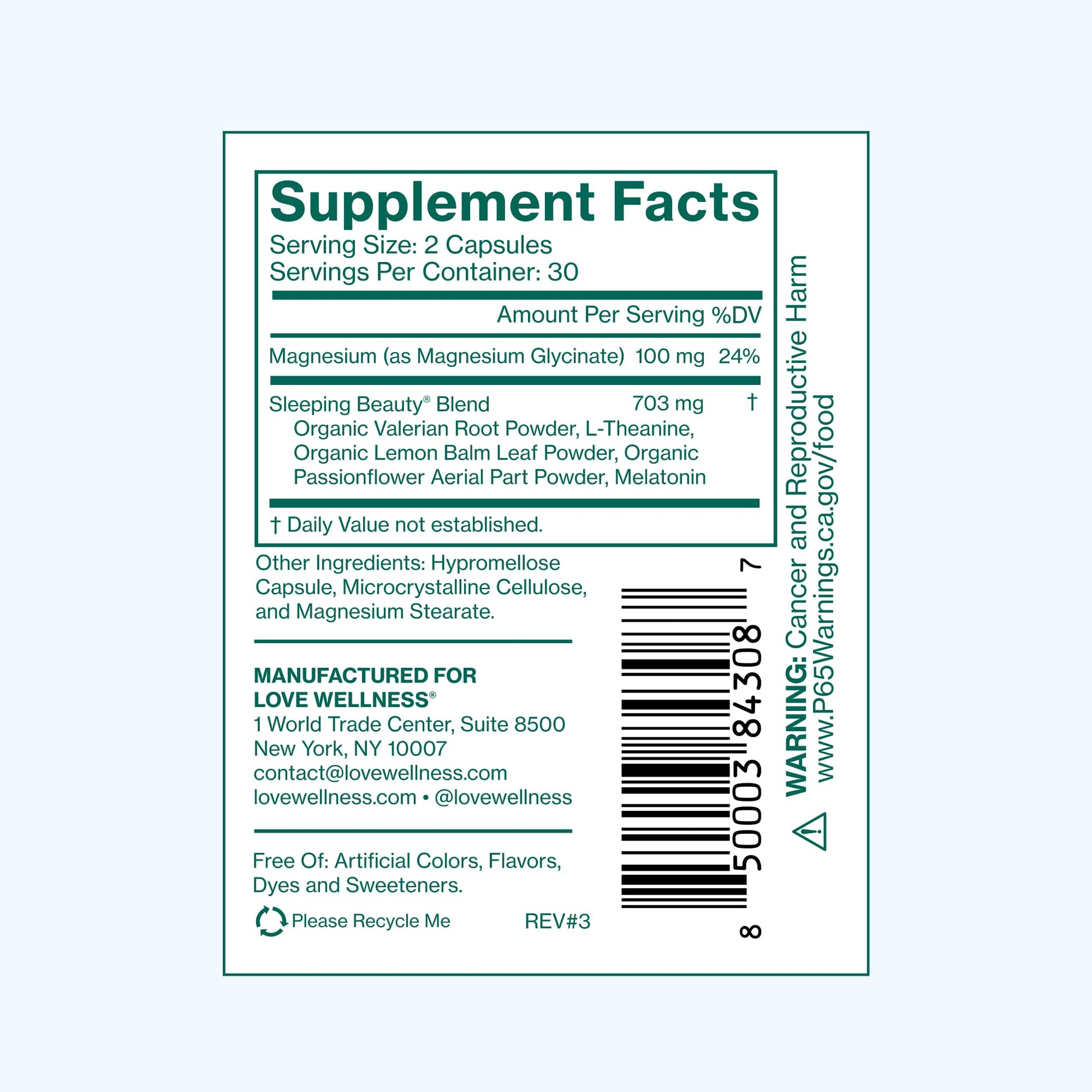 Love Wellness Sleeping Beauty | Sleep Support with Melatonin, Magnesium & L-Theanine | Promotes Restful Sleep, Relaxation & Calmness | Organic Valerian Root Powder & Lemon Balm | 60 Count - Maple Wellness Supplements