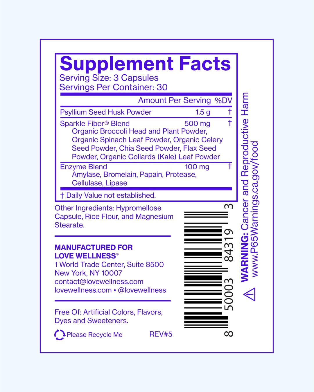 Love Wellness Sparkle Fiber | Fiber Supplement with Digestive Enzymes | Greens Superfood Powder & Psyllium Husk Powder | Promotes Gut Health for Women | Regularity & Bloating Relief | 90 Count - Maple Wellness Supplements