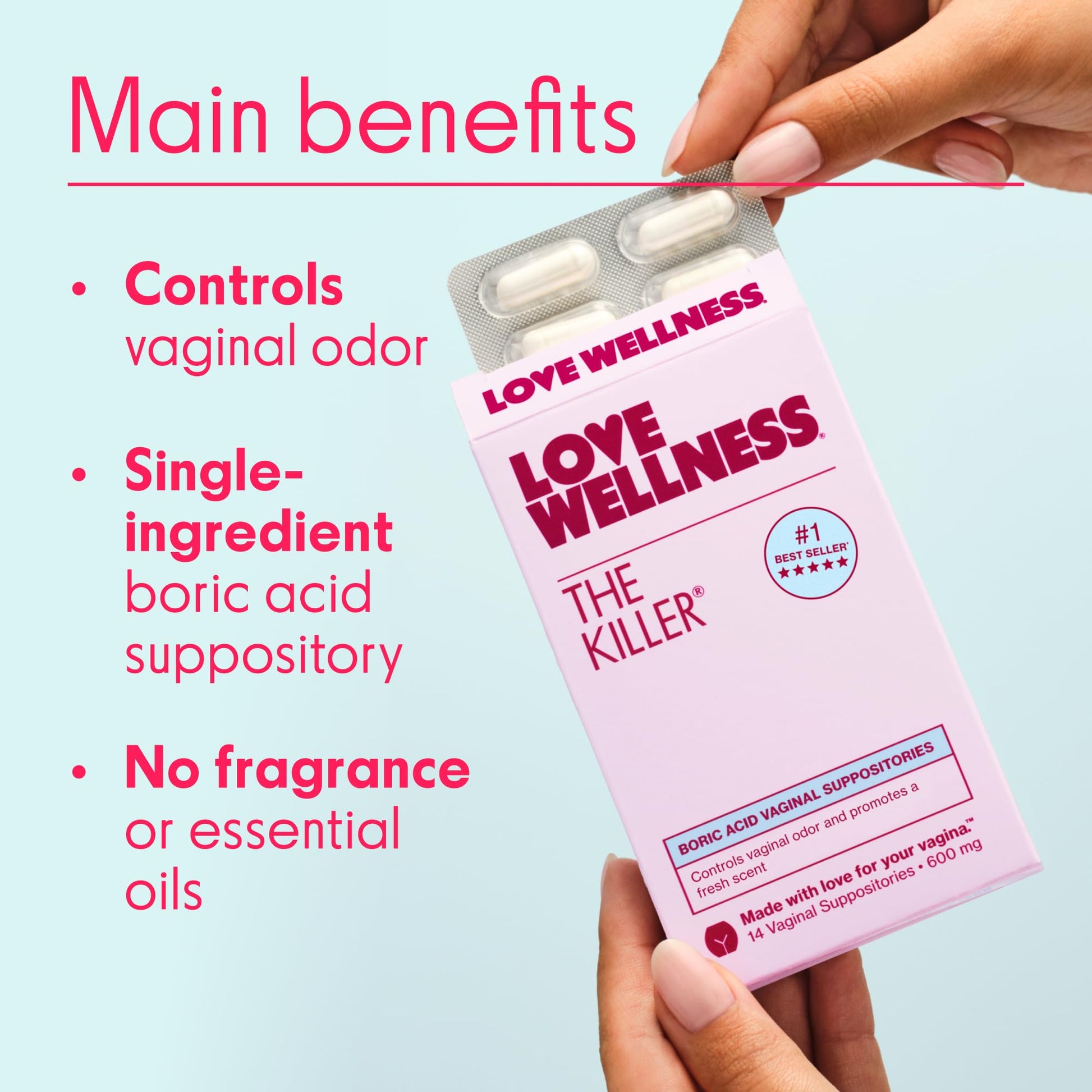 Love Wellness The Killer & Flora Power | Vaginal Suppository Duo with Boric Acid, Probiotics & Vitamin C | Supports pH Balance, Odor Control & Feminine Health | Fragrance-Free, Non-GMO & Paraben Free - Maple Wellness Supplements