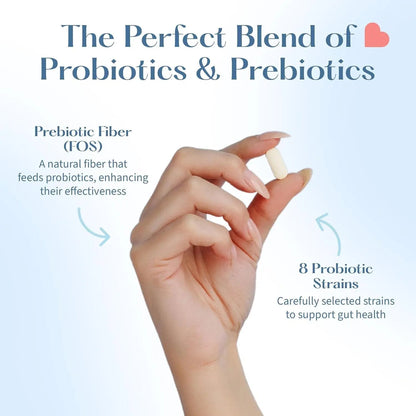 LOVEBUG Skinny Prebiotics and Probiotics for Women Digestive Health & Immune Support - 10 Billion CFU Probiotic Strains Gut Health, Gas, Constipation & Bloating, 60ct - Maple Wellness Supplements