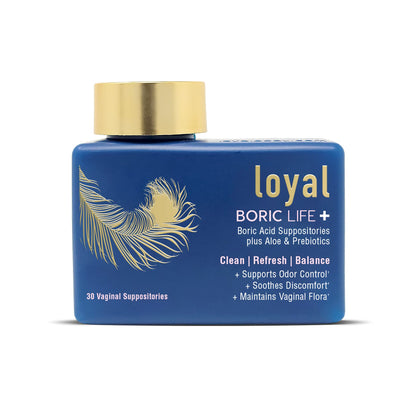 Loyal Boric Life Plus - Boric Acid Suppositories with Aloe & FOS - Supports Odor Control - Soothes Discomfort - Maintains Intimate Flora - Made in USA (30 Count) - Maple Wellness Supplements