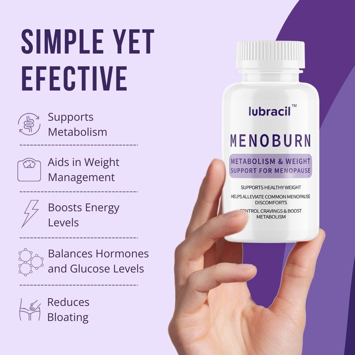Lubracil Menoburn Perimenopause & Menopause Supplements for Women – Helps Metabolism, Estrogen & Wellness – Targets Hot Flashes, Bloating & Energy – 120 Count, 2 Pack - Maple Wellness Supplements