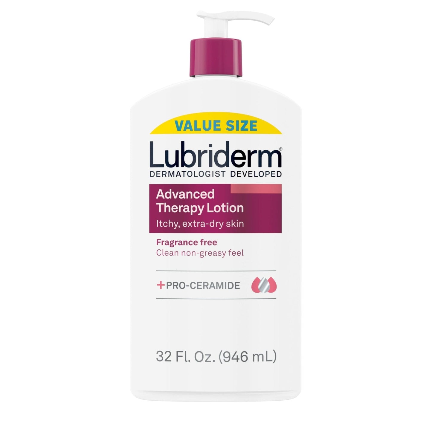Lubriderm Advanced Therapy Fragrance-Free Moisturizing Hand & Body Lotion + Pro-Ceramide, Intense Hydration for Itchy - Maple Wellness Supplements